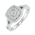 thumbnail image 1 of 1/2 Carat Cushion cut Halo Diamond Engagement Ring in 10K White Gold - IGI Certified (Ring Size 11), 1 of 7