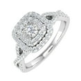 thumbnail image 1 of 1/2 Carat Cushion cut Halo Diamond Engagement Ring in 10K White Gold (Ring Size 4.25), 1 of 6