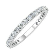 FINEROCK LLC 1/2 Carat Diamond 3/4 Eternity Wedding Band Ring in 14K White Gold (Ring Size 4.5)