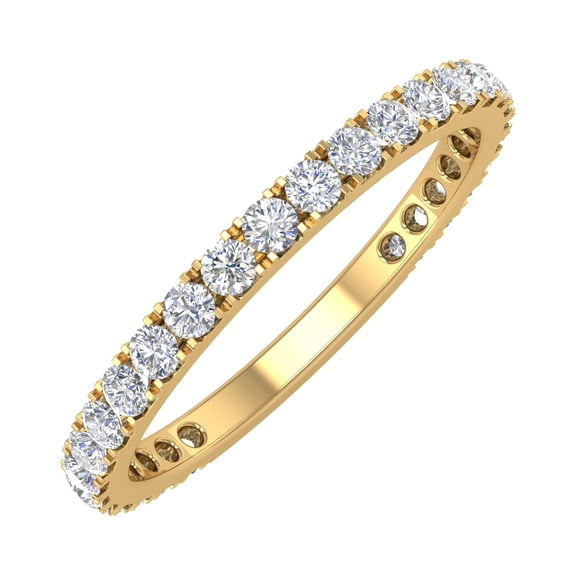 1/2 Carat Diamond 3/4 Eternity Wedding Band Ring in 14K Yellow Gold (Ring Size 9.25)