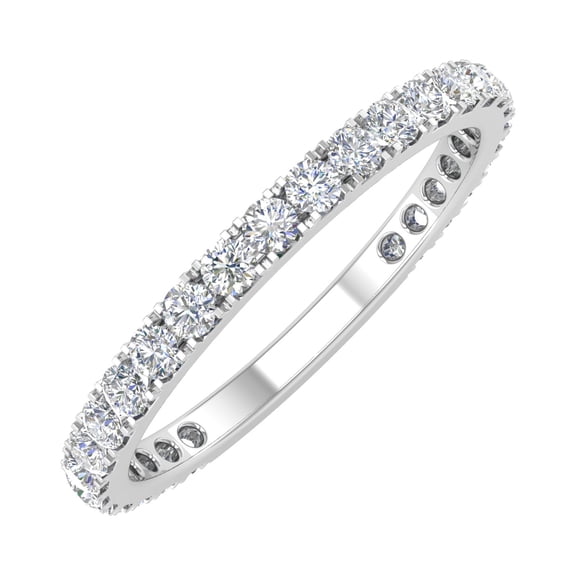 1/2 Carat Diamond 3/4 Eternity Wedding Band in 10k White Gold - IGI Certified (Ring Size 6.75)