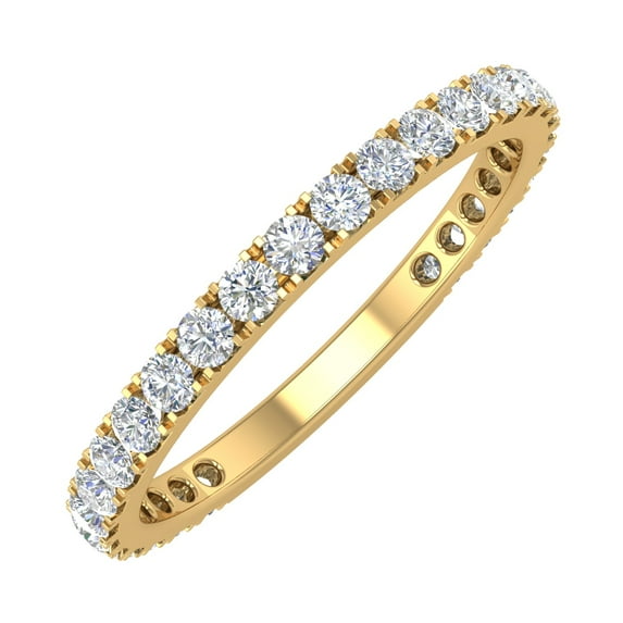 1/2 Carat Diamond 3/4 Eternity Wedding Band in 10k Yellow Gold - IGI Certified (Ring Size 6.75)