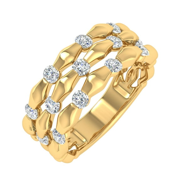 1/2 Carat Diamond 3 Line Wedding Band Ring in 10K Yellow Gold (Ring Size 7)