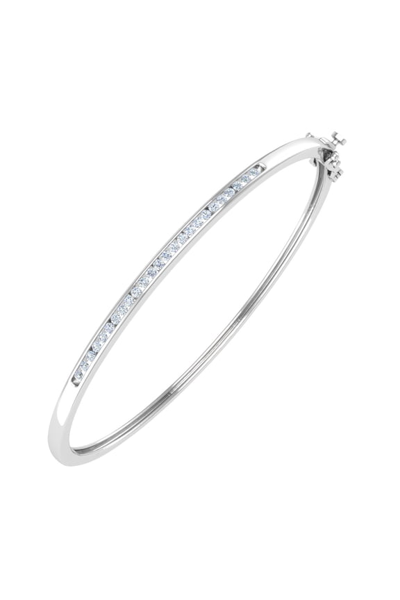 1/2 Carat Diamond Bangle Bracelet in 10K White Gold