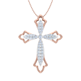 thumbnail image 1 of 1/2 Carat Diamond Cross Pendant Necklace in 10K Rose Gold (Silver Chain Included), 1 of 3