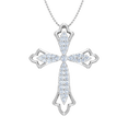 thumbnail image 1 of 1/2 Carat Diamond Cross Pendant Necklace in 14k White Gold - IGI Certified (Silver Chain Included) (I1-I2 Clarity), 1 of 5