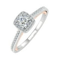 thumbnail image 1 of 1/2 Carat Diamond Cushion Shape Halo Engagement Ring in 14K White & Rose Gold (Ring Size 10.75) (I1-I2 Clarity), 1 of 6