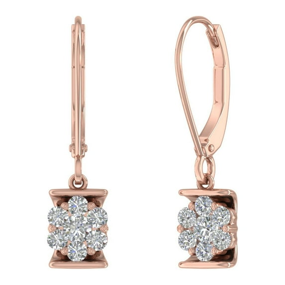 1/2 Carat Diamond Drop Earrings in 14K Rose Gold (I1-I2 Clarity)