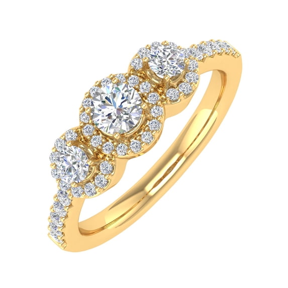 1/2 Carat Diamond Engagement Ring in 14k Yellow Gold (Ring Size 6.75) (I1-I2 Clarity)