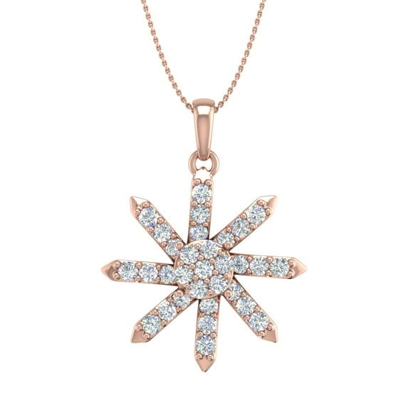 1/2 Carat Diamond Fashion Pendant Necklace in 14K Rose Gold (Silver Chain Included) - IGI Certified
