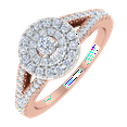 thumbnail image 1 of 1/2 Carat Diamond Halo Engagement Ring in 14K Rose Gold (Ring Size 10.25) (I1-I2 Clarity), 1 of 5