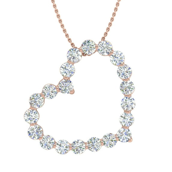 1/2 Carat Diamond Heart Pendant Necklace in 14K Rose Gold (Silver Chain Included) (SI1-SI2 Clarity)