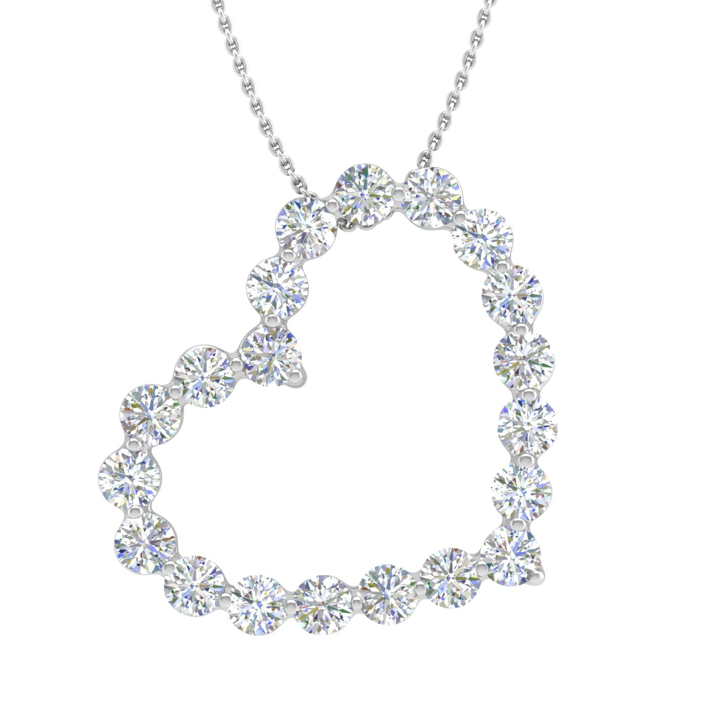 1/2 Carat Diamond Heart Pendant Necklace In 14K Solid Gold With Silver Chain
