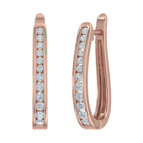 1/2 Carat Diamond Hoop Earrings In 14K Rose Gold (SI1-SI2 Clarity)