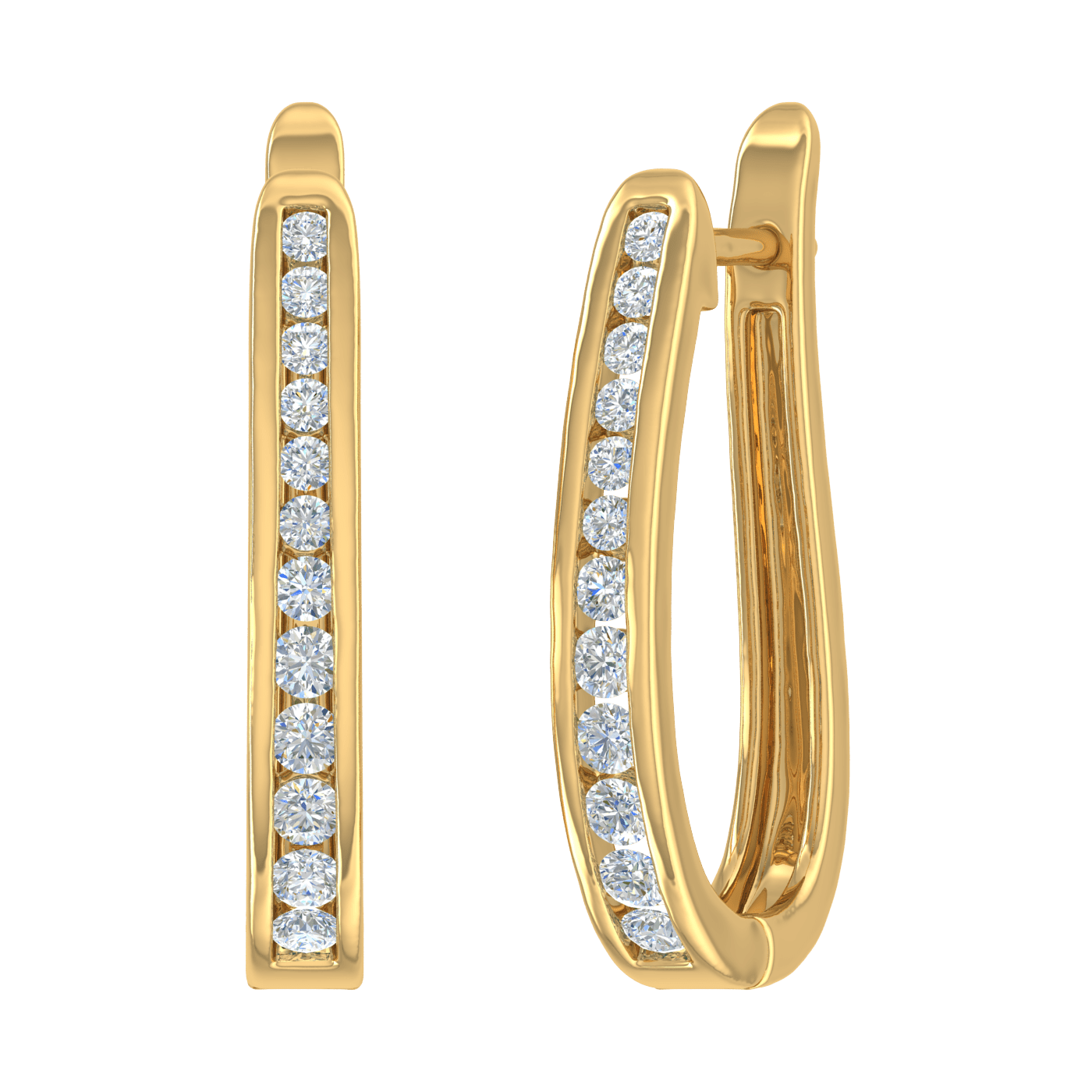 1/2 Carat Diamond Hoop Earrings In 14K Yellow Gold (SI1SI2 Clarity