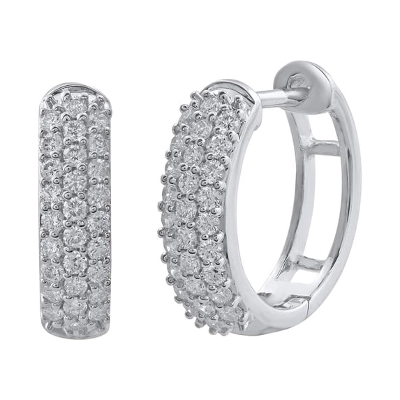 1/2 Carat Diamond Hoop Earrings in 10K White Gold (I1-I2 Clarity)