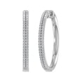 thumbnail image 1 of 1/2 Carat Diamond Hoop Earrings in 10K White Gold, 1 of 1