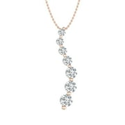 FINEROCK LLC 1/2 Carat Diamond Journey Pendant Necklace in 10K Rose Gold (Included Silver Chain)
