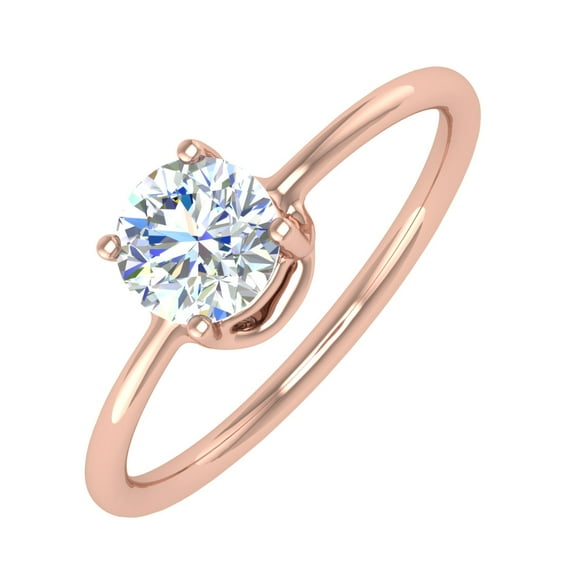 1/2 Carat Diamond Solitaire Engagement Ring in 14K Rose Gold (Ring Size 7.5)