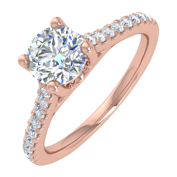 1/2 Carat Diamond Solitaire Engagement Ring in 14K Rose Gold (Ring Size 9.75)