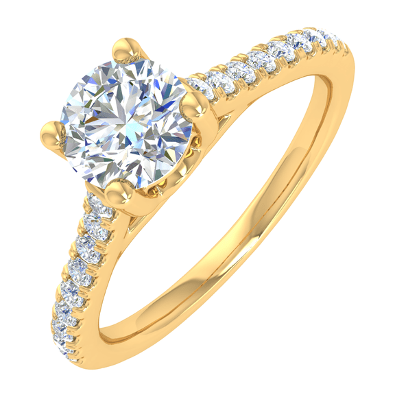 1/2 Carat Diamond Solitaire Engagement Ring in 14K Yellow Gold (Ring Size 4)