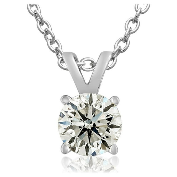 1/2 Carat Diamond Solitaire Necklace In 14 Karat White Gold (F-G Color, I2 Clarity)