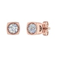 thumbnail image 1 of 1/2 Carat Diamond Stud Earrings with Sideway Heart in 14K Rose Gold - IGI Certified, 1 of 1