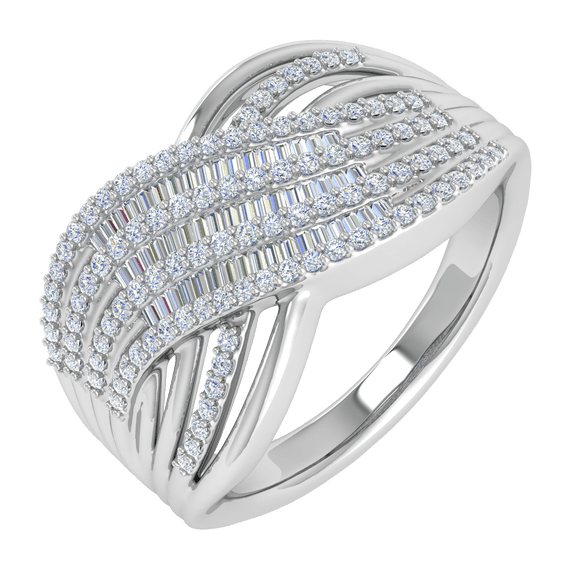 1/2 Carat Diamond Wedding Band Ring in 10K White Gold (Ring Size 4)