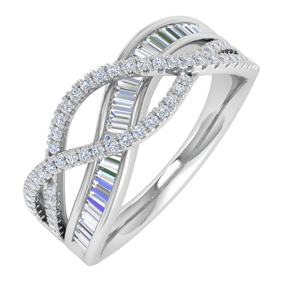 1/2 Carat Diamond Wedding Band Ring in 10K White Gold (Ring Size 8.5)