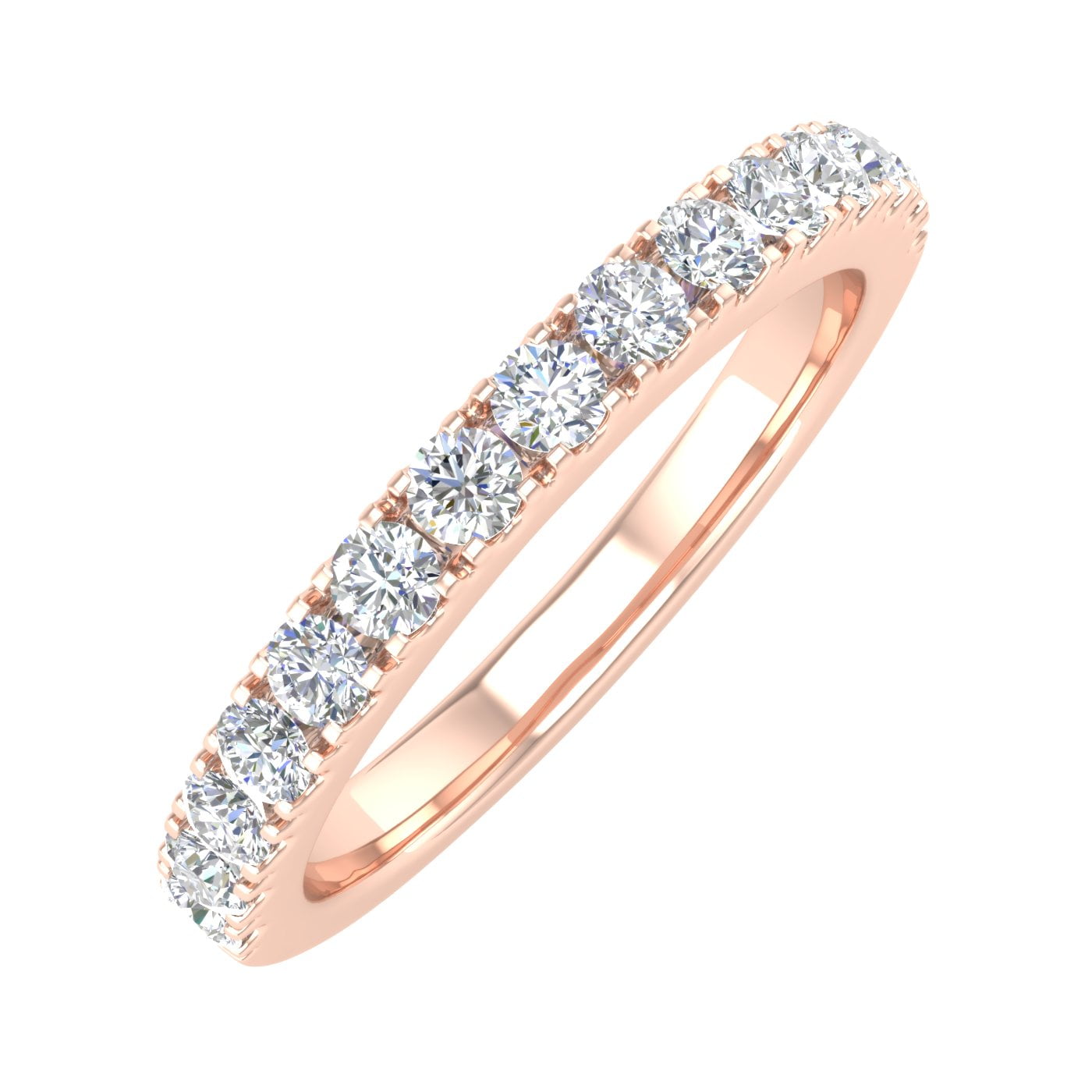 1/2 Carat Diamond Wedding Band Ring in 14K Rose Gold IGI Certified
