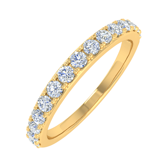 1/2 Carat Diamond Wedding Band Ring in 14K Yellow Gold (Ring Size 4.25)