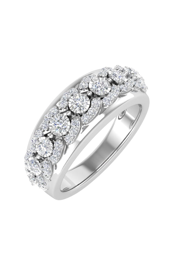 1/2 Carat Diamond Wedding Band Ring in 925 Sterling Silver - IGI Certified (Ring Size 6.25)