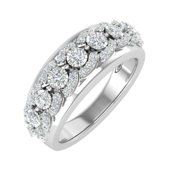 1/2 Carat Diamond Wedding Band Ring in 925 Sterling Silver - IGI Certified (Ring Size 6.5)