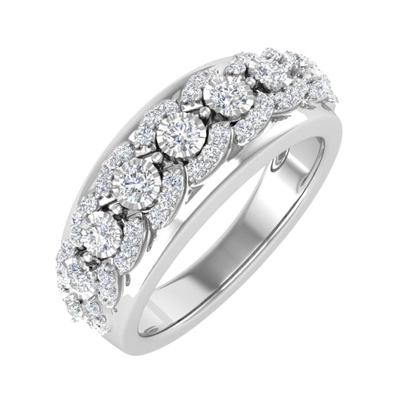 1/2 Carat Diamond Wedding Band Ring in 925 Sterling Silver (Ring Size 5)
