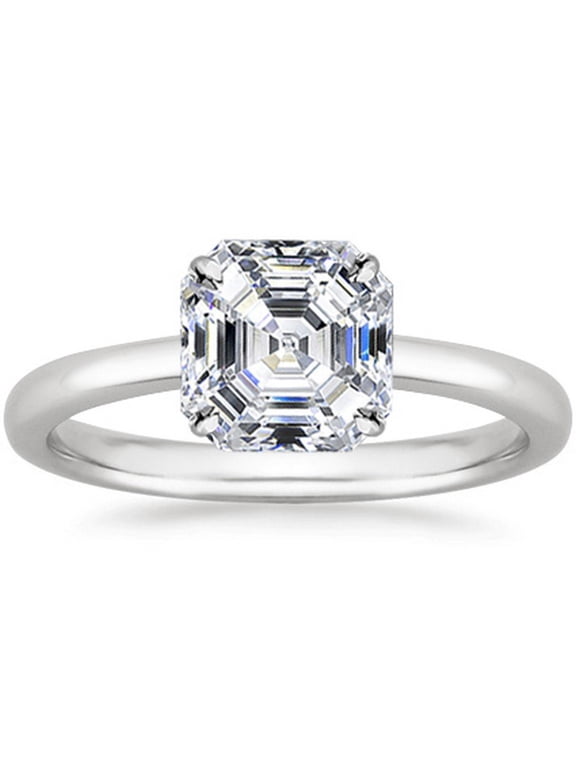 1/2 Carat GIA Certified 18K White Gold Solitaire Asscher Cut Diamond Engagement Ring (0.5 Ct I-J Color, VVS1-VVS2 Clarity)