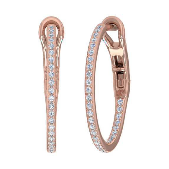 1/2 Carat Inside Out Diamond Hoop Earrings in 14K Rose Gold (SI1-SI2 Clarity)