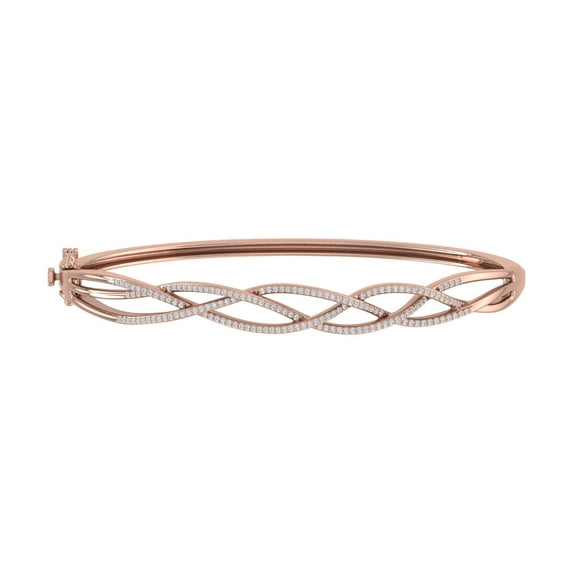 1/2 Carat Interwined Diamond Bangle Bracelet in 10K Rose Gold