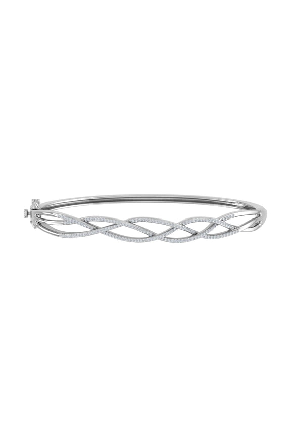 1/2 Carat Interwined Diamond Bangle Bracelet in 14K White Gold