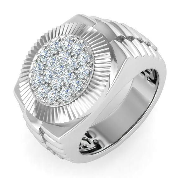 1/2 Carat Men's Diamond Wedding Band Ring in 14K White Gold (Ring Size 4.5) (I1-I2 Clarity)