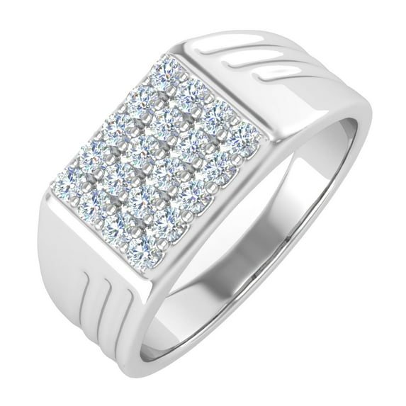 1/2 Carat Men's Diamond Wedding Band Ring in 14K White Gold (Ring Size 4.5) (SI1-SI2 Clarity)