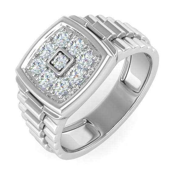 1/2 Carat Men's Diamond Wedding Band Ring in 14K White Gold (Ring Size 4.75) (I1-I2 Clarity)