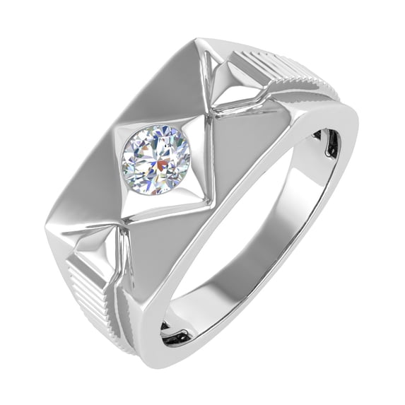 1/2 Carat Men's Diamond Wedding Band Ring in 14K White Gold (Ring Size 5.75)
