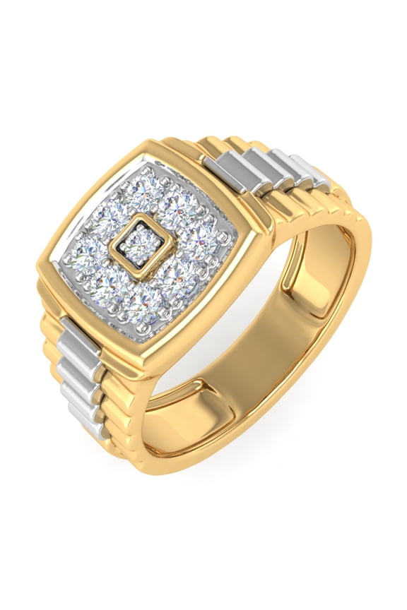 1/2 Carat Men's Diamond Wedding Band Ring in 14K Yellow Gold (Ring Size 14) (SI1-SI2 Clarity)