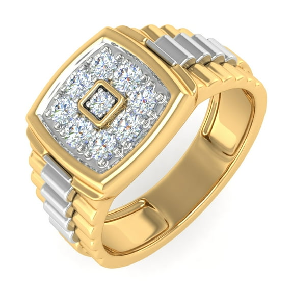 1/2 Carat Men's Diamond Wedding Band Ring in 14K Yellow Gold (Ring Size 9) (SI1-SI2 Clarity)