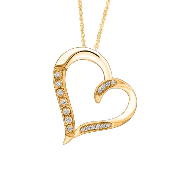 1/2 Carat Moissanite D Color VVS1 Clarity Lab-Created Diamond Heart Pendant Necklace in 18k Yellow Gold Plated Sterling Silver for Women Jewelry Gift For Her
