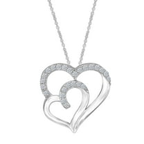 1/2 Carat Moissanite Double Heart Pendant Necklace D Color VVS1 Clarity Lab-Created Diamond in 18k White Gold Plated Sterling Silver for Women Jewelry Gift For Her