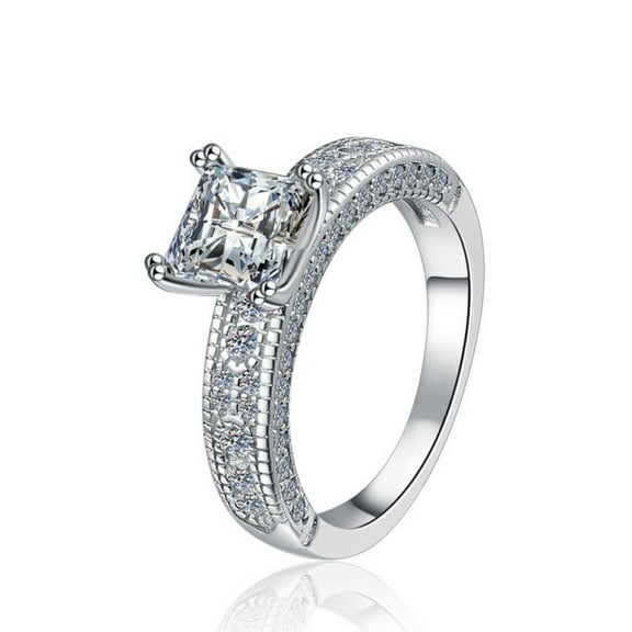 1.2 Carat Moissanite Rings for Women D Color 925 Sterling Silver VVS1 Princess Cut Moissanite Wedding Rings lab Created Diamond Engagement Ring Diamond Promise Ring with Certificate