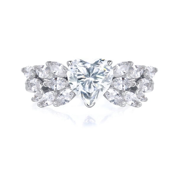 1.2 Carat Moissanite Rings for Women D Color VVS1 925 Sterling Silver Heart Cut Moissanite Engagement Rings Lab Diamond Wedding Bands Simulated Diamond Rings