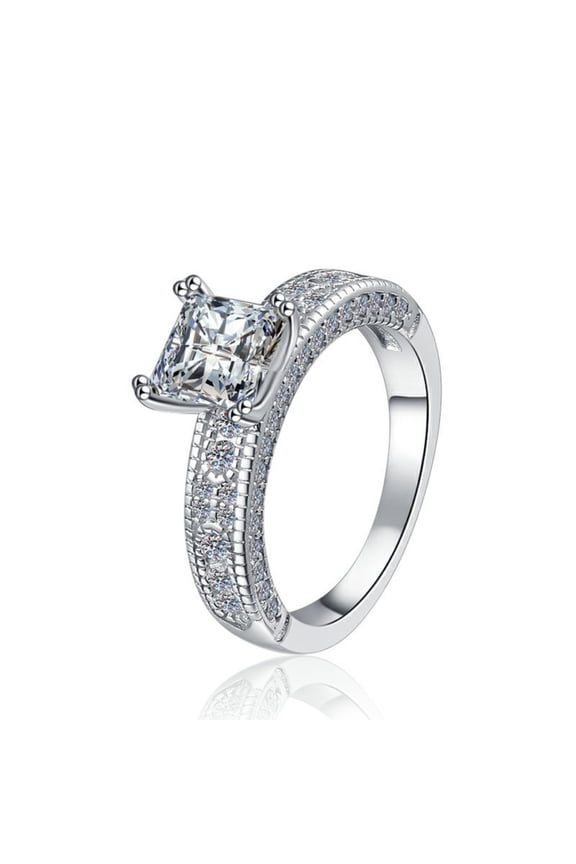 1.2 Carat Moissanite Rings Women, S925 Sterling Silver D Color VVS1 Princess Cut Diamond Engagement Rings, Ideal Choice for Birthday, Anniversary and Romantic Occasions with Certificate