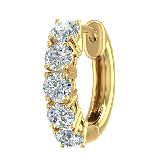 1/2 Carat Natural Diamond Hoop Earring in 10K Yellow Gold (Single Piece)